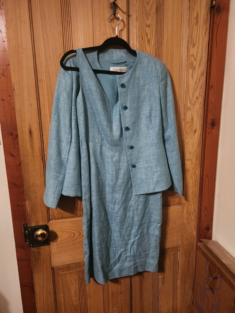 MaxMara Teal Silk/Linen Midi Dress with Matching Jacket, Size 8 MUST SEE!! - Picture 4 of 9